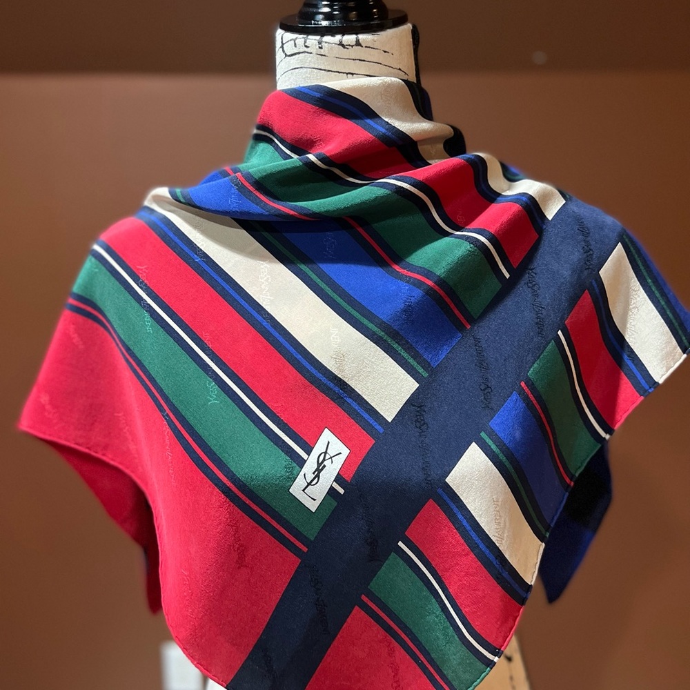 YSL Vintage Silk Scarf,Size 30x29 inches